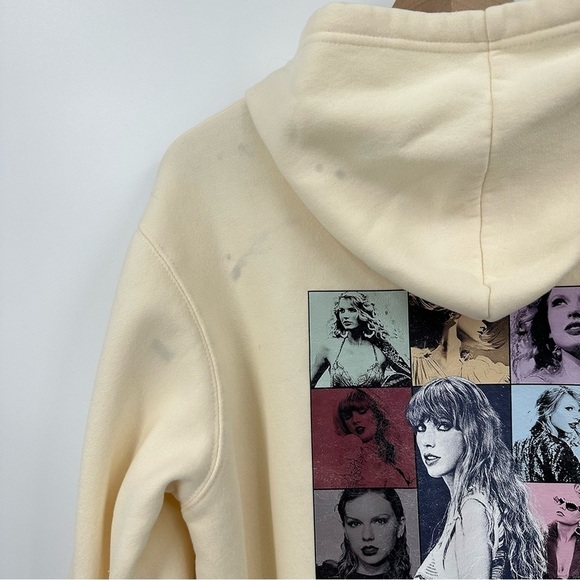 Taylor Swift Beige The Eras Tour Concert Graphic Hoodie Size Large - Picture 6 of 8
